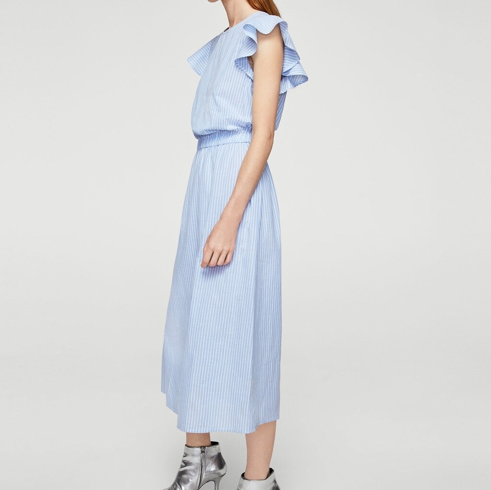 Cottage Core Striped Mango Midi Dress XS